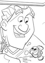 coloriage le dentiste observe nemo dans l aquarium